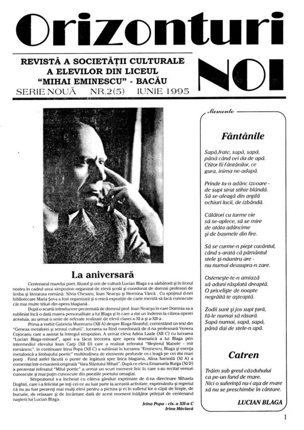 Revista „ORIZONTURI NOI” Nr.4/1995